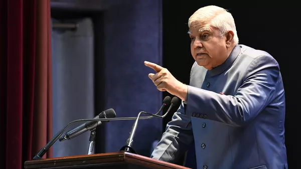 Jagdeep Dhankhar delivered the valedictory address to 2023 Batch IAS Officer Trainees at the conclusion of Phase I of their Professional Course at Lal Bahadur Shastri National Academy of Administration, Mussoorie. - Sputnik भारत