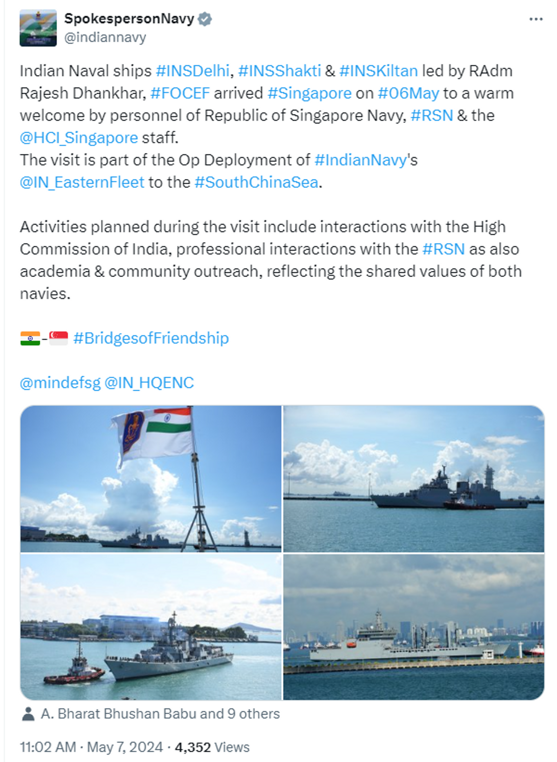 Indian Navy Ships Reach Singapore for Eastern Fleet Deployment in South China Sea - Sputnik India, 1920, 07.05.2024