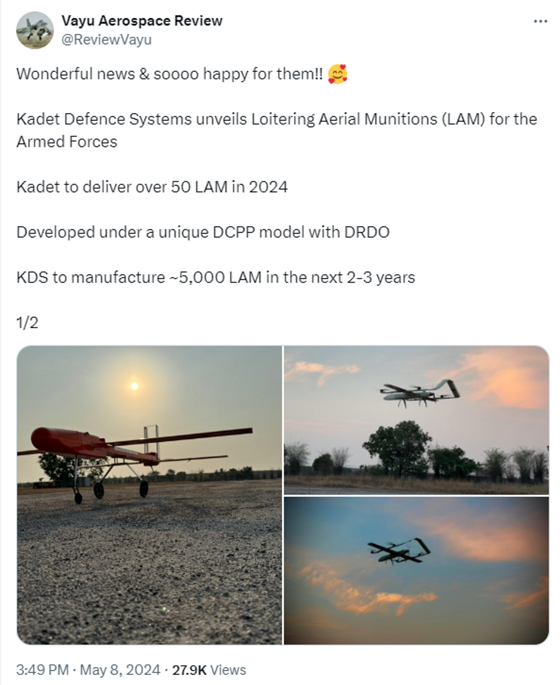 Kadet Defence Systems Indigenously Developed India’s First Suicide Drone 'LAM' - Sputnik India, 1920, 09.05.2024