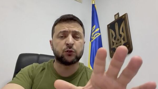 In this image from video Volodymyr Zelensky speaks from Kyiv, Ukraine, Thursday, April 21, 2022. - Sputnik India