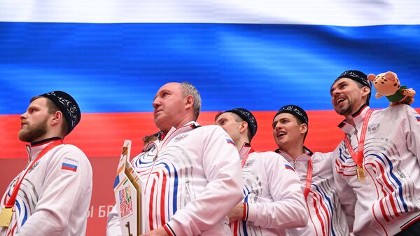 Russian national team players who won gold medals in the men's table tennis competition at the BRICS Games in Kazan. - Sputnik भारत