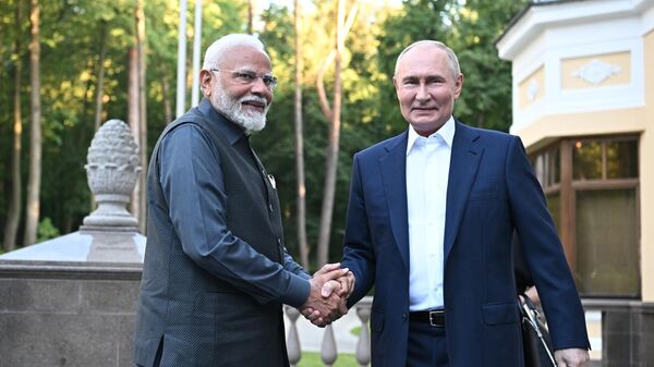 Russian President Vladimir Putin and Indian Prime Minister Narendra Modi during a meeting in Novo-Ogarevo - Sputnik India