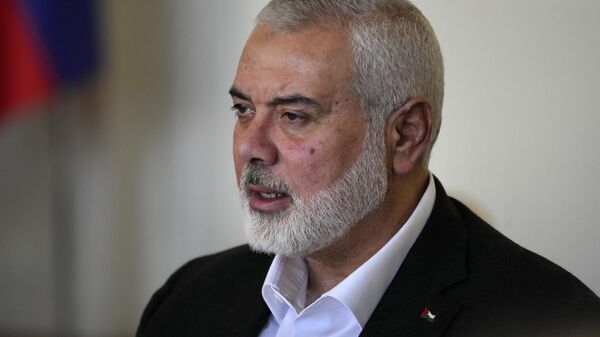 Hamas chief Ismail Haniyeh speaks during his meeting with Iranian Foreign Minister Hossein Amirabdollahian in Tehran, Iran, Tuesday, March 26, 2024. - Sputnik India