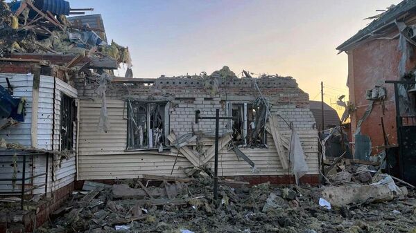 In this handout photo released by the Kursk Region Acting Governor Press Office, a view shows a building destroyed in a recent shelling by Ukrainian troops amid a cross-border attack on Russian territory, - Sputnik India