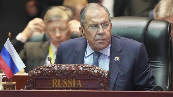 Russian Foreign Minister Sergey Lavrov listens during the 19th East Asia Summit in Vientiane, Laos, Friday, Oct. 11, 2024.  - Sputnik भारत