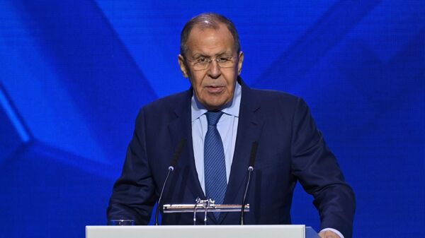 Russian Foreign Minister Sergey Lavrov delivers a speech at the 2nd High-Level International Conference on Eurasian Security in Minsk, Belarus - Sputnik भारत