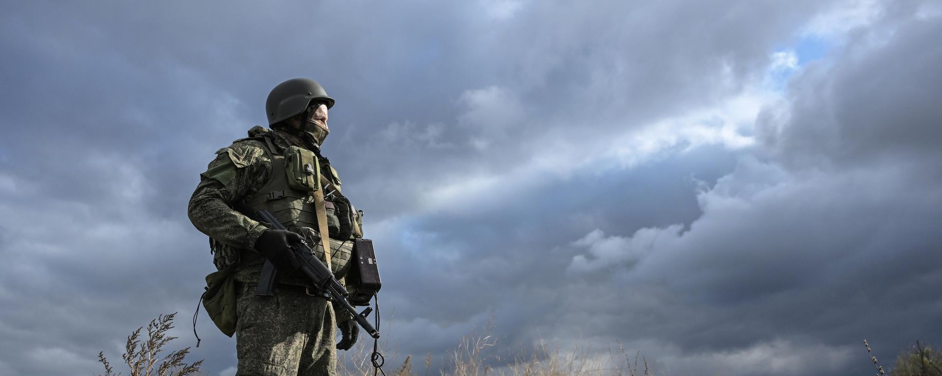 A Russian serviceman of the 1430th Motorised Rifle Gaurds Regiment of the Russian Armed Forces is seen at a position in the Zaporozhye sector of the frontline - Sputnik भारत, 1920, 16.11.2024