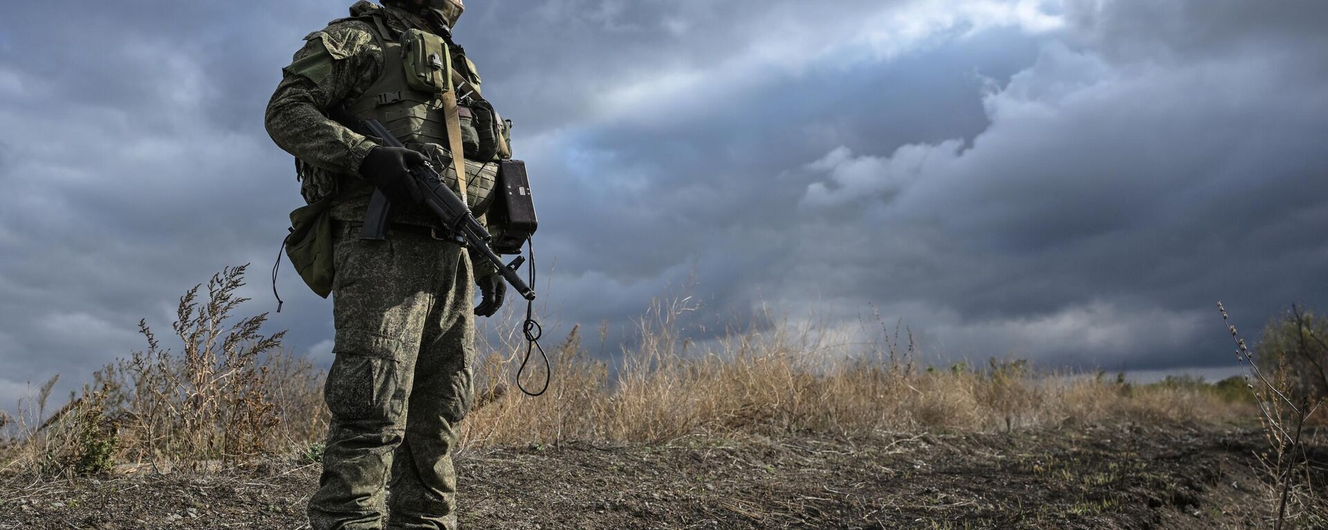 A Russian serviceman of the 1430th Motorised Rifle Gaurds Regiment of the Russian Armed Forces is seen at a position in the Zaporozhye sector of the frontline - Sputnik भारत, 1920, 16.11.2024