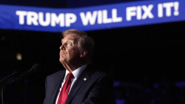 Republican presidential nominee former President Donald Trump speaks during a campaign rally at Lee's Family Forum, Thursday, Oct. 31, 2024, in Henderson, Nev.  - Sputnik India