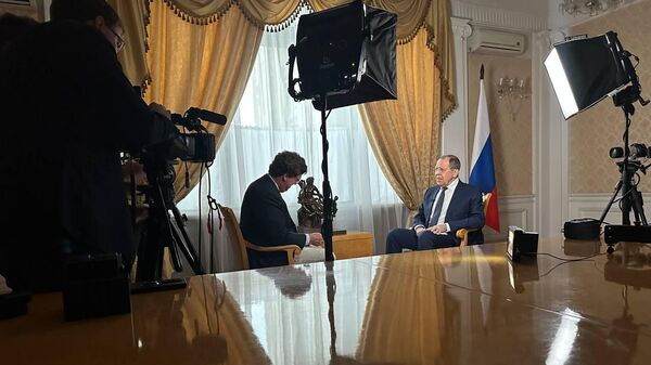 Tucker Carlson interviewing Russian FM Sergei Lavrov  - Sputnik India