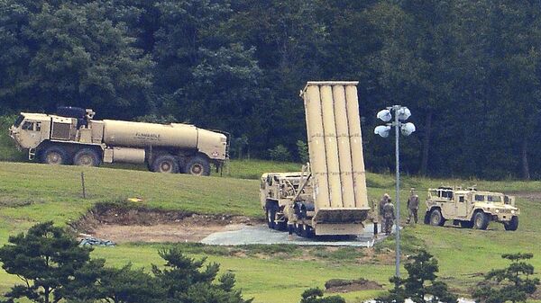 U.S. missile defense system called Terminal High Altitude Area Defense, or THAAD, is seen at a golf course in Seongju, South Korea, Wednesday, Sept. 6, 2017 - Sputnik भारत