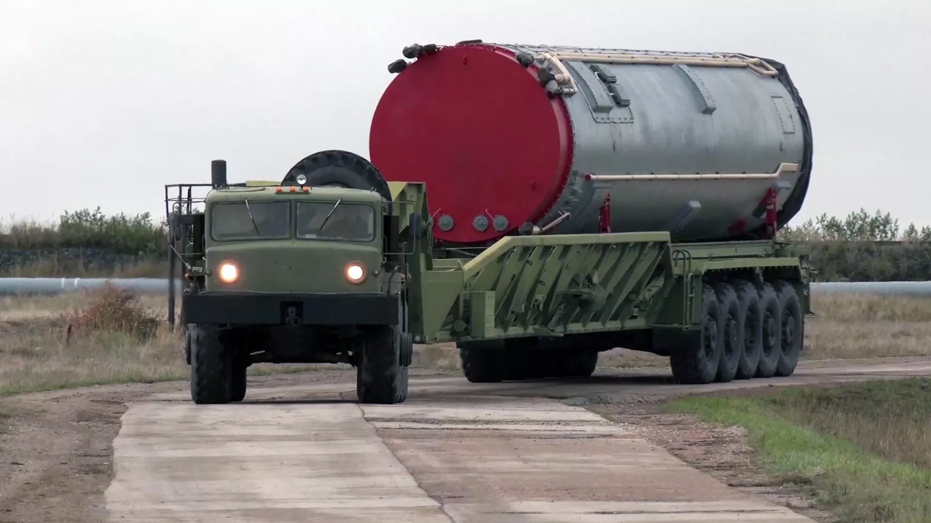 Avangard hypersonic missile system is transported to the Yasnenskoe missile formation of the Russian Strategic Missile Forces in the Orenburg Region, Russia.