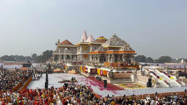 FILE-A general view of the audience during the opening of a temple dedicated to Hindu deity Lord Ram, in Ayodhya, India, Jan. 22, 2024. (AP Photo/Rajesh Kumar Singh, File) - Sputnik India