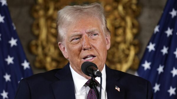 President-elect Donald Trump speaks during a news conference at Mar-a-Lago, Tuesday, Jan. 7, 2025, in Palm Beach, Fla.  - Sputnik India