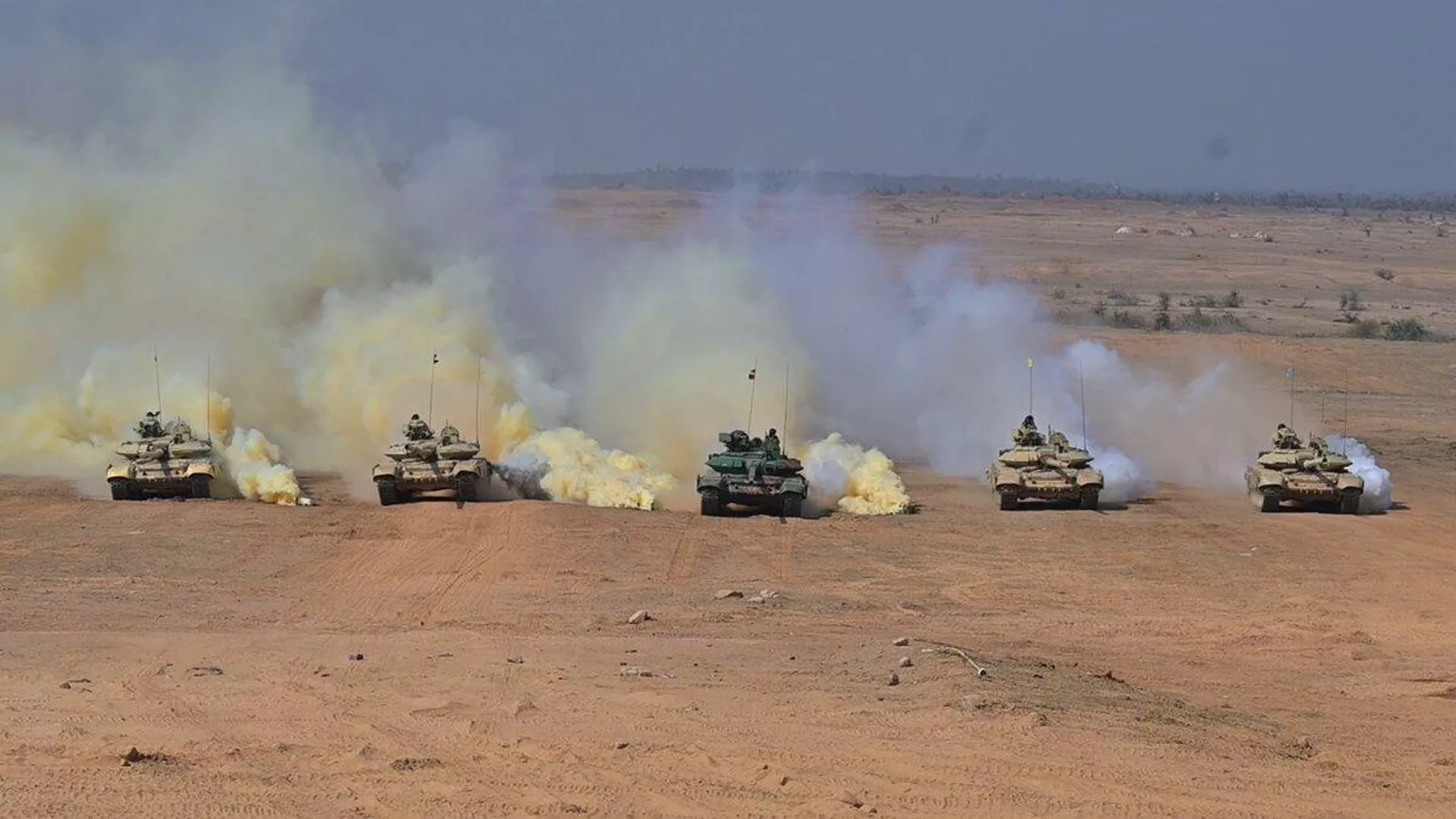 Indian Army's live fire exercise with T-90 'Bhishma' tanks