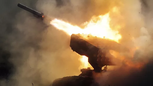 Russian heavy flamethrower system TOS-1 fires during the International Military Technical Forum Army-2018 in Alabino, outside Moscow, Tuesday, Aug. 21, 2018. - Sputnik भारत