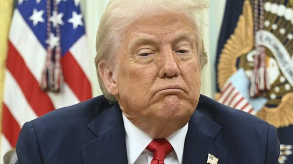 President Donald Trump speaks to reporters before signing an executive order in the Oval Office of the White House in Washington, Monday, March 31, 2025.  - Sputnik भारत