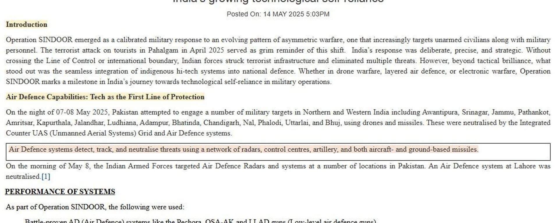 🚨🇮🇳INDIA NAMES AIR DEFENCE POWER USED IN OP SINDOOR - Sputnik India, 1920, 14.05.2025