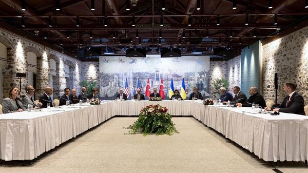 Trilateral negotiations between delegations of Turkiye, the USA and Ukraine in Istanbul. - Sputnik India