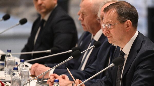 Aide to the President of the Russian Federation Vladimir Medinsky (right) at negotiations between the delegations of Russia and Ukraine in Istanbul. - Sputnik India