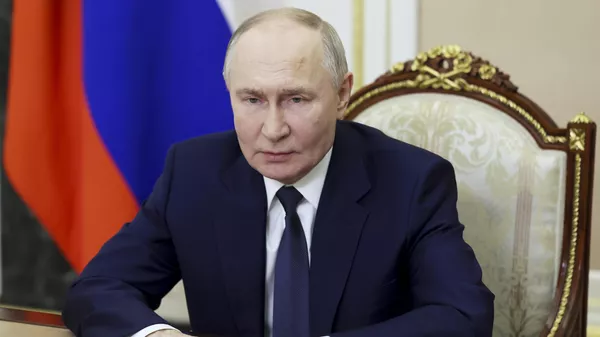 Russian President Vladimir Putin speaks during a video address to congratulate the military personnel and veterans of the Special Operations Forces, a branch of the Armed Forces of Russia, on their professional holiday at the Kremlin in Moscow, Russia, Thursday, Feb. 27, 2025 - Sputnik India