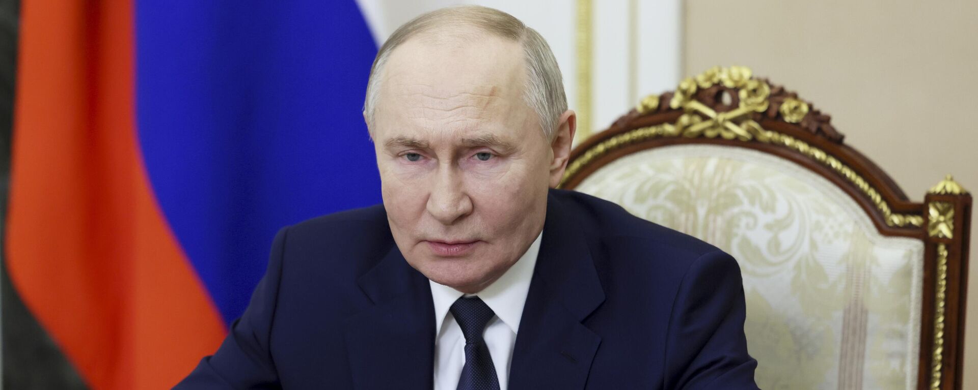 Russian President Vladimir Putin speaks during a video address to congratulate the military personnel and veterans of the Special Operations Forces, a branch of the Armed Forces of Russia, on their professional holiday at the Kremlin in Moscow, Russia, Thursday, Feb. 27, 2025 - Sputnik India, 1920, 28.05.2025