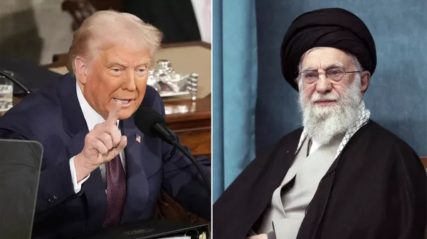 This combo of pictures show President Donald Trump, left, addressing a joint session of Congress at the Capitol in Washington, March 4, 2025 - Sputnik भारत