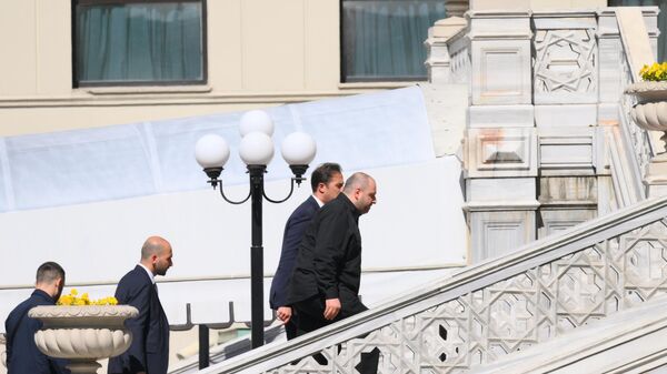 Members of the Ukrainian delegation walk up the stairs at the venue of the second round of the 2025 Istanbul peace talks in Turkiye, led by Ukrainian Defense Minister Rustem Umerov. - Sputnik India