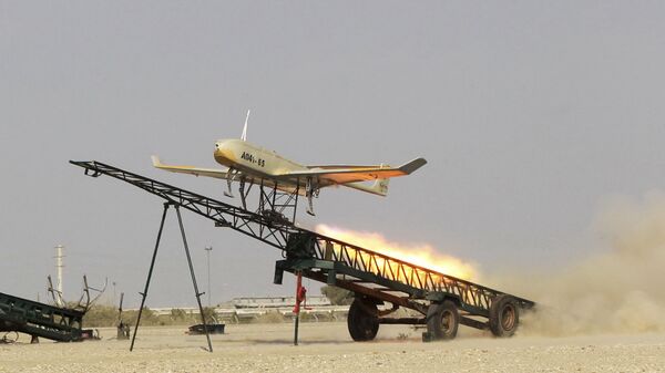 FILE - In this file picture released by Jamejam Online Dec. 25, 2014, an Iranian made drone is launched during a military drill in Jask port, southern Iran - Sputnik India