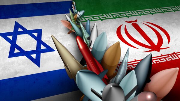 Iran Israel Military Crisis and armed confrontation or Israeli Iranian proxy war conflict with two opposing governments in a dispute as a persian gulf and armed middle east. - Sputnik India