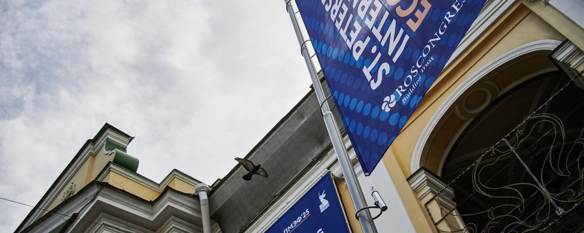 Banners with the logo of the St. Petersburg International Economic Forum (SPIEF) in central St. Petersburg, Russia.  - Sputnik India, 1920, 18.06.2025