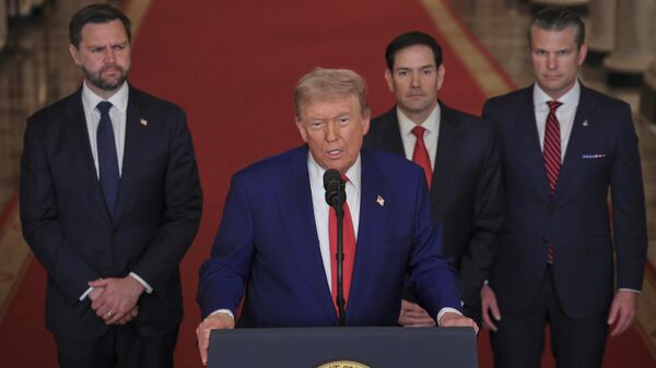 President Donald Trump speaks from the East Room of the White House in Washington, Saturday, June 21, 2025. - Sputnik भारत