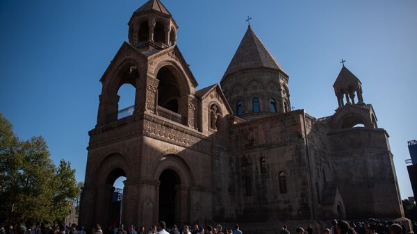 Etchmiadzin Cathedral, the mother church of the Armenian Apostolic Church, in the city of Vagharshapat, Armenia. - Sputnik भारत
