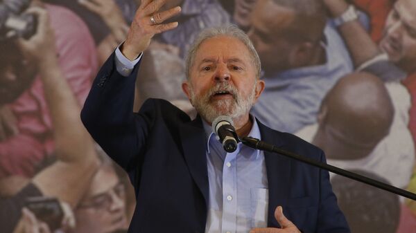 Brazilian former president (2003-2011) Luiz Inacio Lula da Silva, delivers a press conference at the metalworkers' union building in Sao Bernardo do Campo, in metropolitan Sao Paulo, Brazil, on March 10, 2021 - Sputnik India