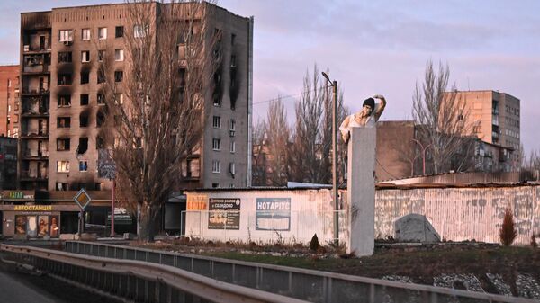 Donetsk People's Republic. Homes damaged in fierce fighting between Russian and Ukrainian forces. - Sputnik India