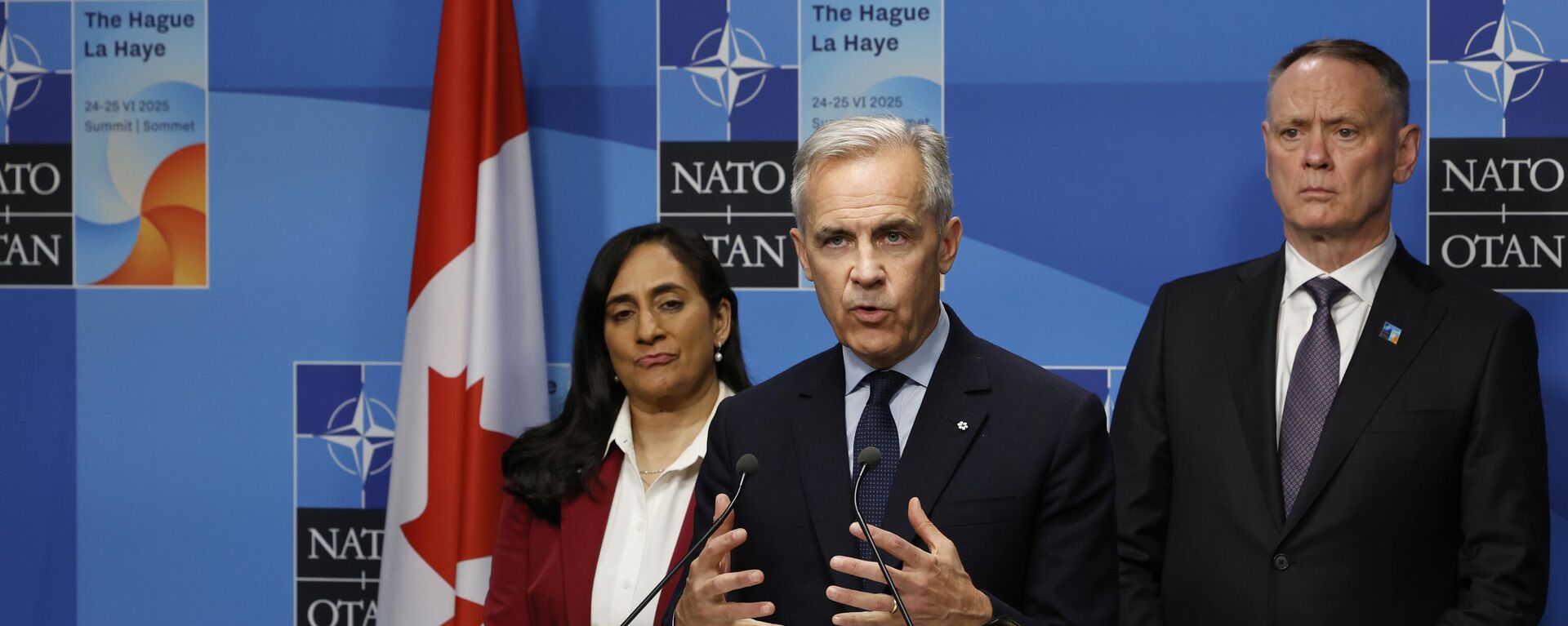 Canada's Prime Minister Mark Carney speaks during a media conference at the NATO summit in The Hague, Netherlands, Wednesday, June 25, 2025 - Sputnik भारत, 1920, 30.07.2025