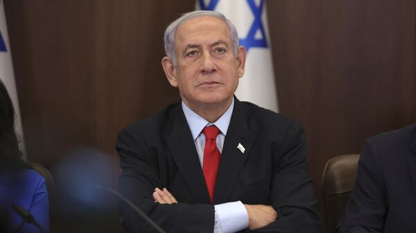 Israeli Prime Minister Benjamin Netanyahu attends the weekly cabinet meeting at the prime minister's office in Jerusalem, Israel, Sunday, July 30, 2023 - Sputnik India