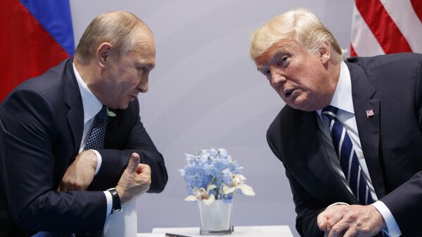 President Donald Trump, right, meets with Russian President Vladimir Putin at the G-20 Summit in Hamburg, July 7, 2017.  - Sputnik India
