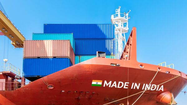 Trade war, Made in India smart logistic concept. Shipping Cargo ship business Container import and export company for Logistics and Transportation. Chinese investment toward Southeast Asia. - Sputnik भारत