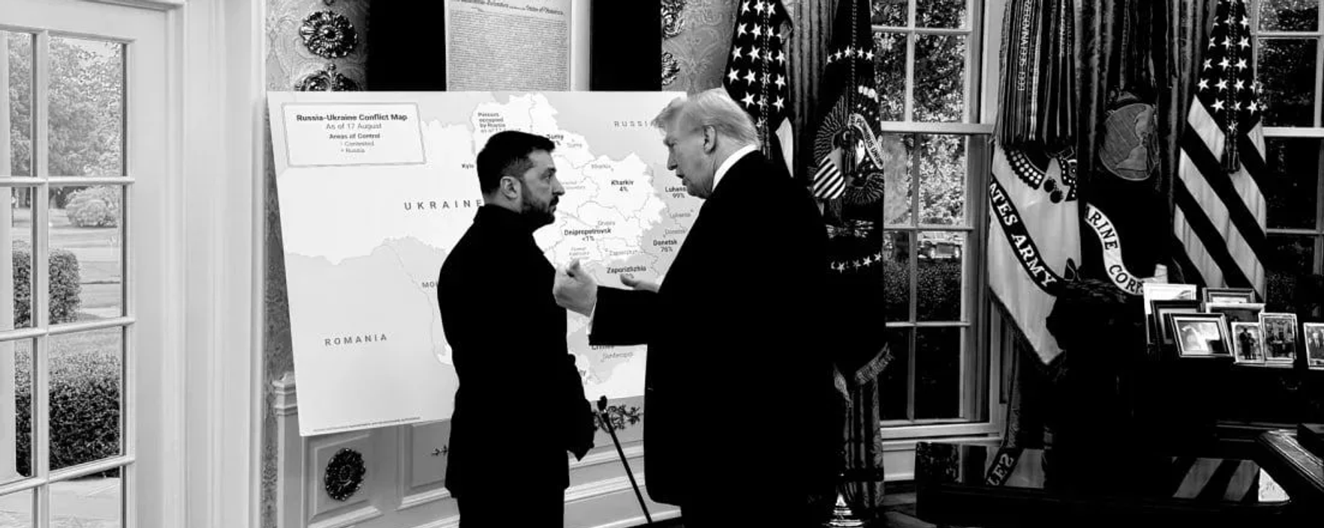 A photo from the Oval Office showing a map of Ukraine, published by a deputy White House chief of staff - Sputnik भारत, 1920, 20.08.2025