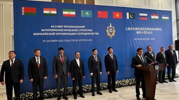 Delegates from SCO nations at the 44th meeting of the Council of Regional Anti Terrorist Structure (RATS) at Cholpon Ata, Kyrgyz Republic on Wednesday. - Sputnik India