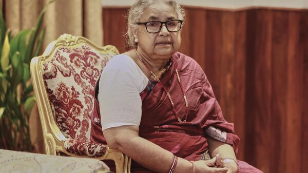 Former Supreme Court Chief Justice Sushila Karki attends her swearing-in ceremony as interim prime minister at the presidential residence in Kathmandu, Nepal, Friday, Sept. 12, 2025. (AP Photo/Sujan Gurung) - Sputnik India