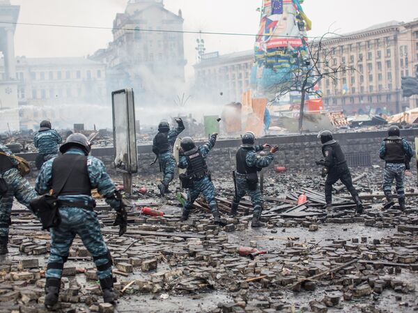 Police officers are seen on Maidan Nezalezhnosti square in Kiev, where clashes began between protesters and the police. (File) - Sputnik भारत
