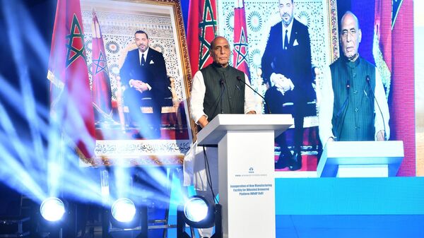 Rajnath Singh on Sep 24, 2025 inaugurated the Tata Advanced Systems Limited’s (TASL) state-of-the-art defence manufacturing facility in Berrechid, Morocco with his counterpart Mr Abdelatif Loudyi.  - Sputnik India