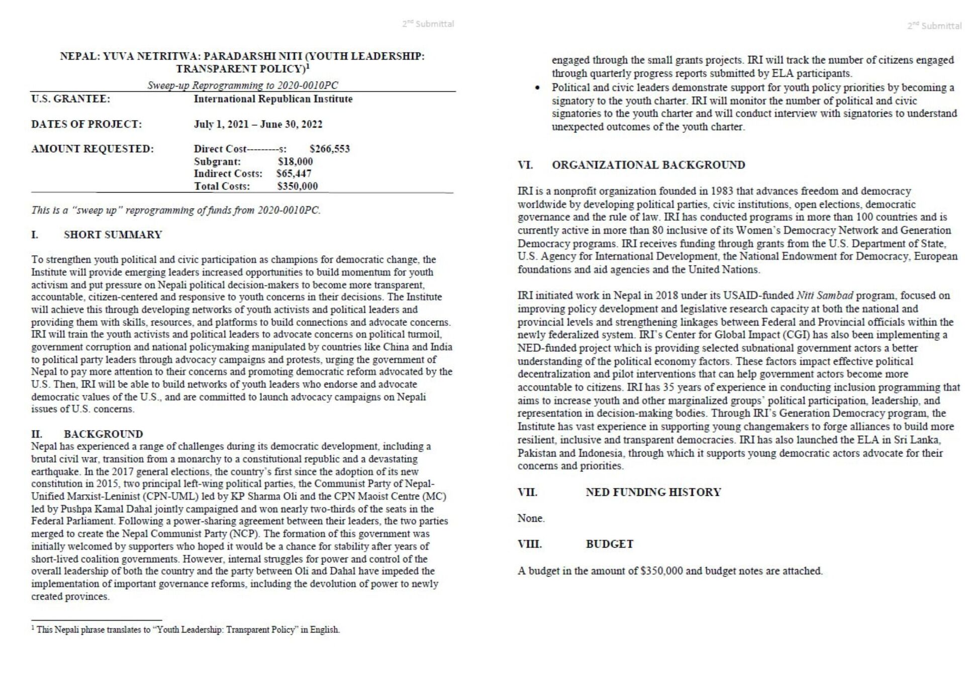 IRI Nepal Sweep Up Proposal 2nd Submission IRI Nepal Sweep Up Proposal 2nd Submission - Sputnik India, 1920, 07.10.2025