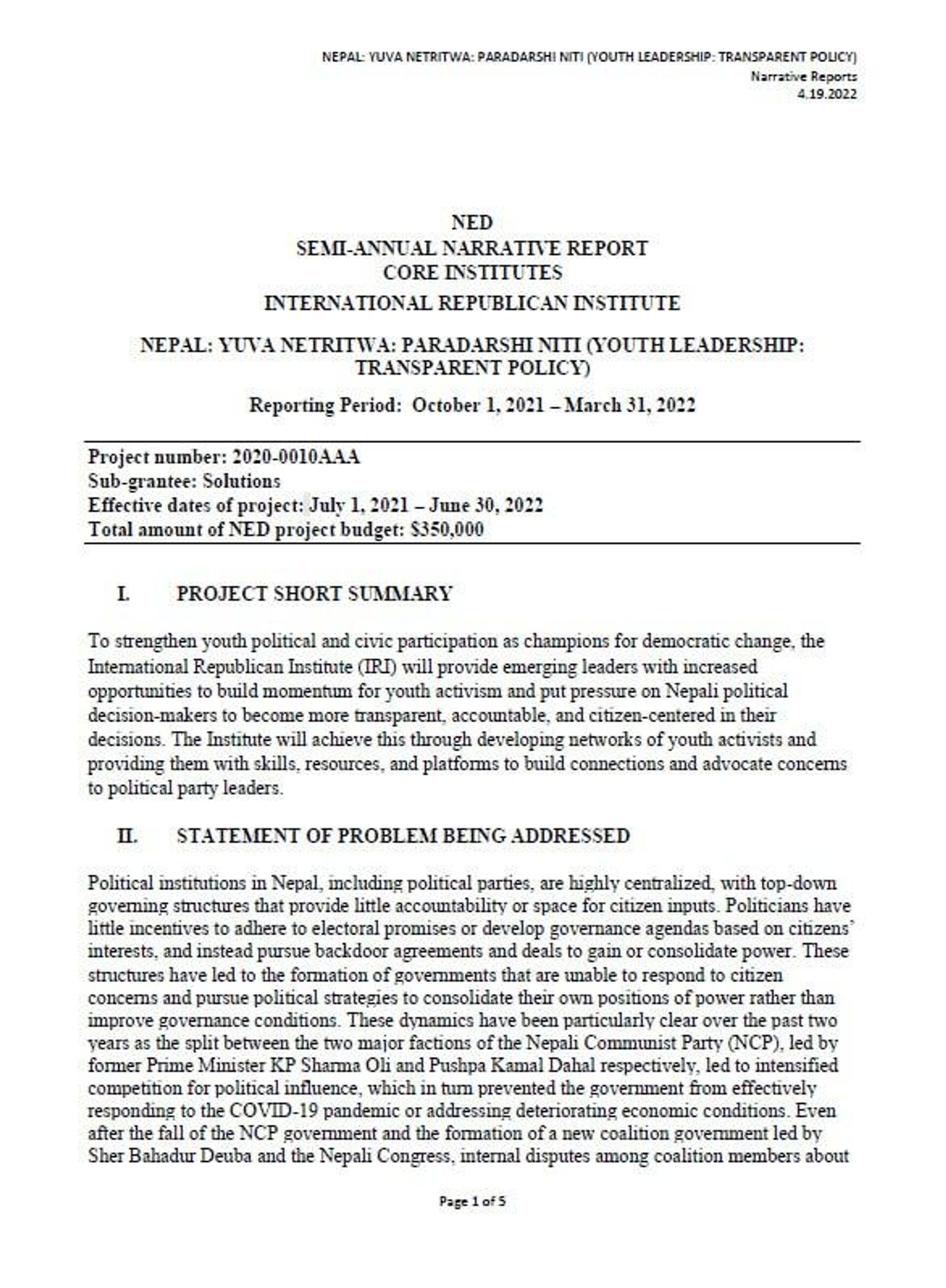 NED-IRI-2020-0010AAA-Nepal Report - FY22 NED-IRI-2020-0010AAA-Nepal Report - FY22 - Sputnik India, 1920, 07.10.2025