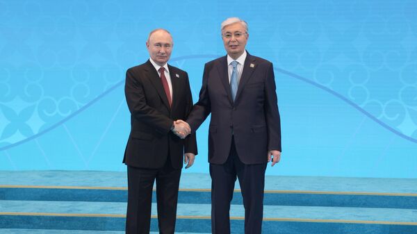 Russian President Vladimir Putin and Kazakh counterpart Kassym-Jomart Tokayev. File photo - Sputnik India