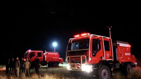 This photo released by Georgian Interior Ministry Press Service shows an emergency vehicle on a crash site of Turkish C-130 military cargo near the border between Georgia and Azerbaijan on Tuesday, Nov. 11, 2025. - Sputnik India