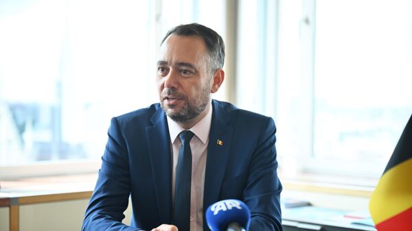 BRUSSELS, BELGIUM - SEPTEMBER 2: Belgian Minister of Foreign Affairs and Deputy Prime Minister Maxime Prevot speaks during an exclusive interview in Brussels, Belgium on September 2, 2025. (Photo by Dursun Aydemir/Anadolu via Getty Images) - Sputnik India