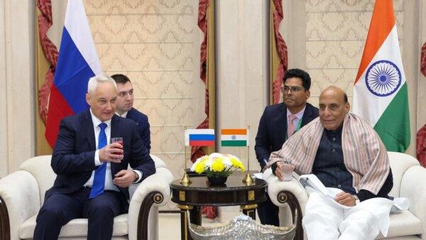 Russian Defence minister Andrey Belousov, Indian Defence minister Rajnath Singh at the 22nd India-Russia Inter-Governmental Commission on Military & Military Technical Cooperation meeting - Sputnik India